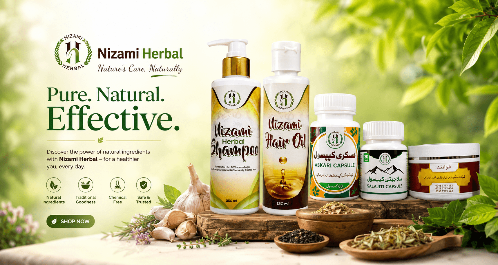 Colorful herbs and spices arranged for Nizami Herbal wellness